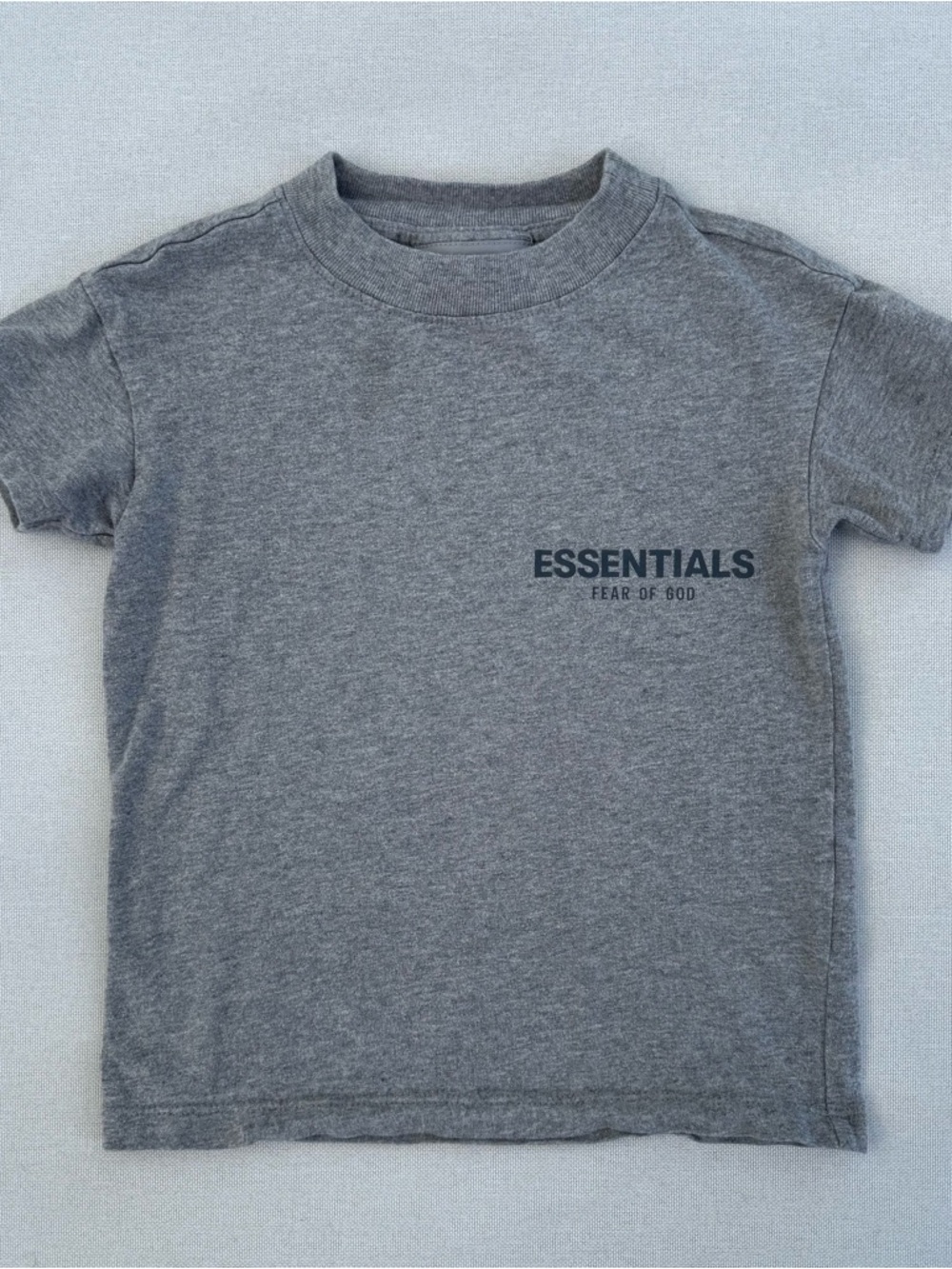 Fear of God Essentials Kids Gray Tee XS 4/5 Short Sleeve Logo Shirt